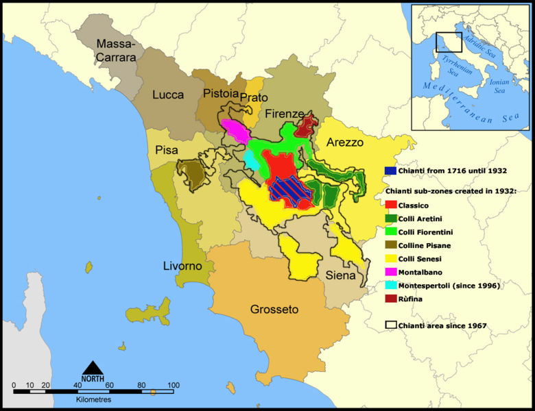 Chianti wine map